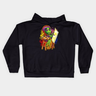 Psychedelic Hippie Alien Artist Girl Kids Hoodie